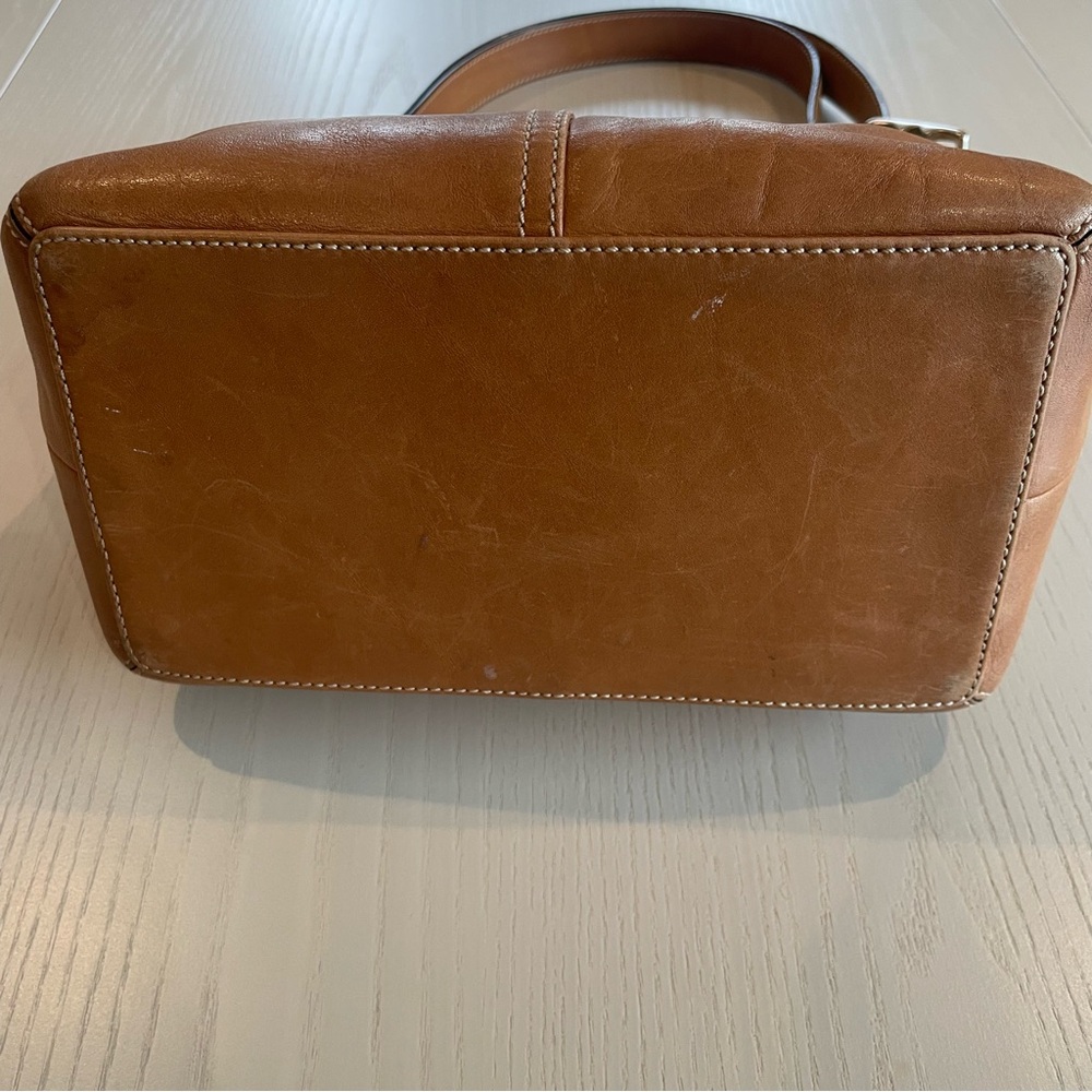 Coach Vintage Leather Legacy Bag British Tan 9566 Convertible Shoulder Y2K Rare - Picture 6 of 11